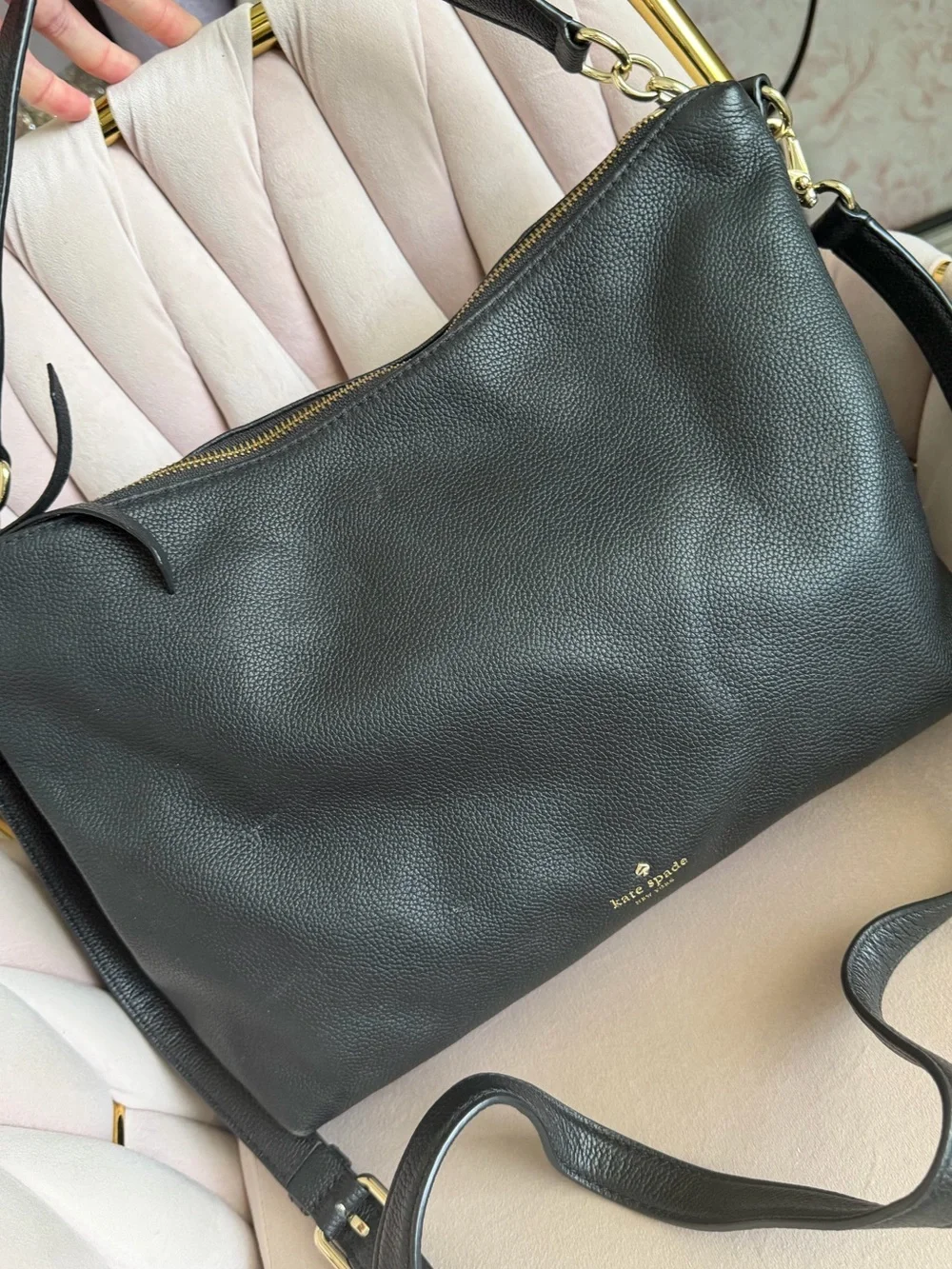 Kate Spade ♠️ Larchmont Ave Alena Black Leather Shoulder Bag